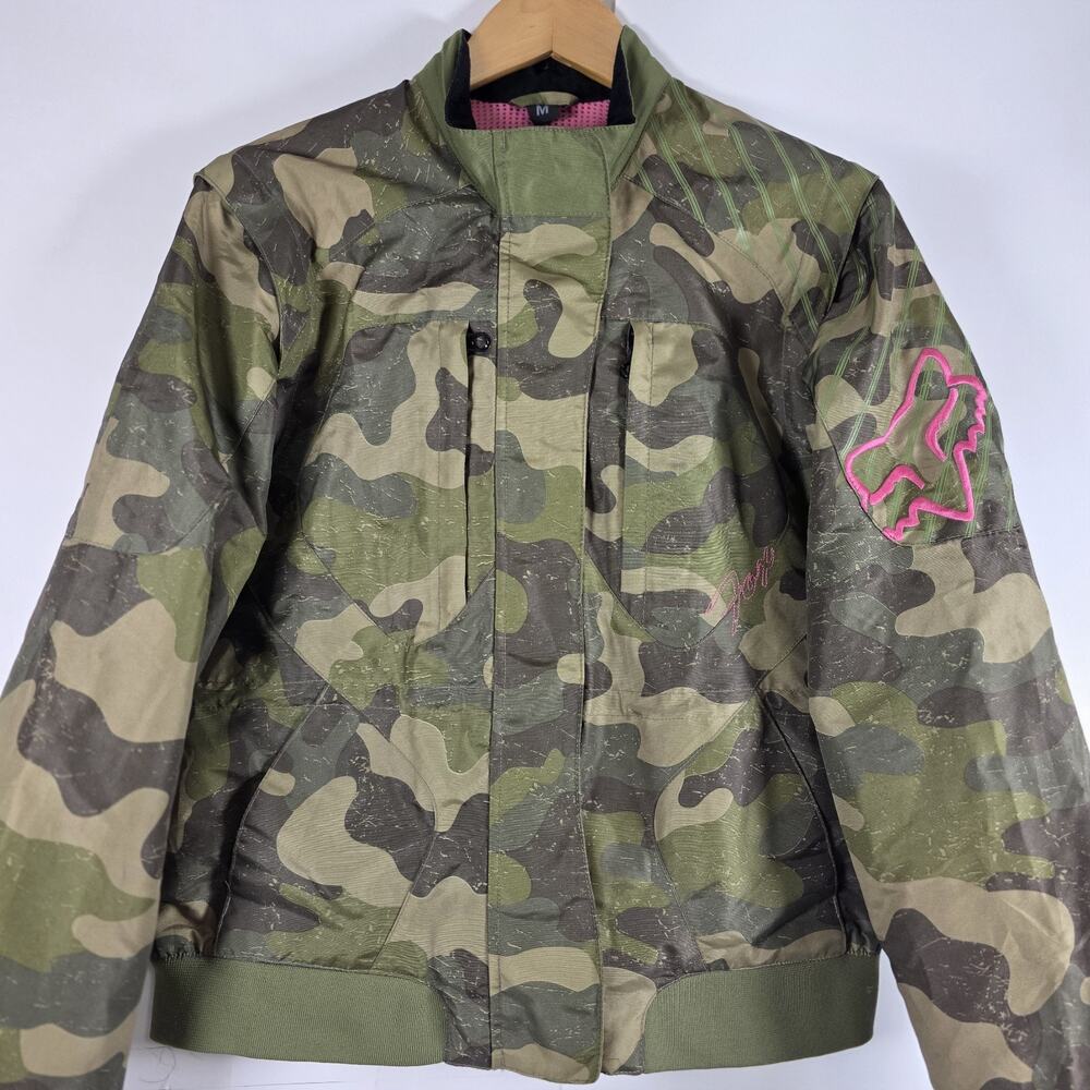 Fox Racing Dakota Jacket Womens Medium Camo Convertible Sleeve Moto Riding Coat